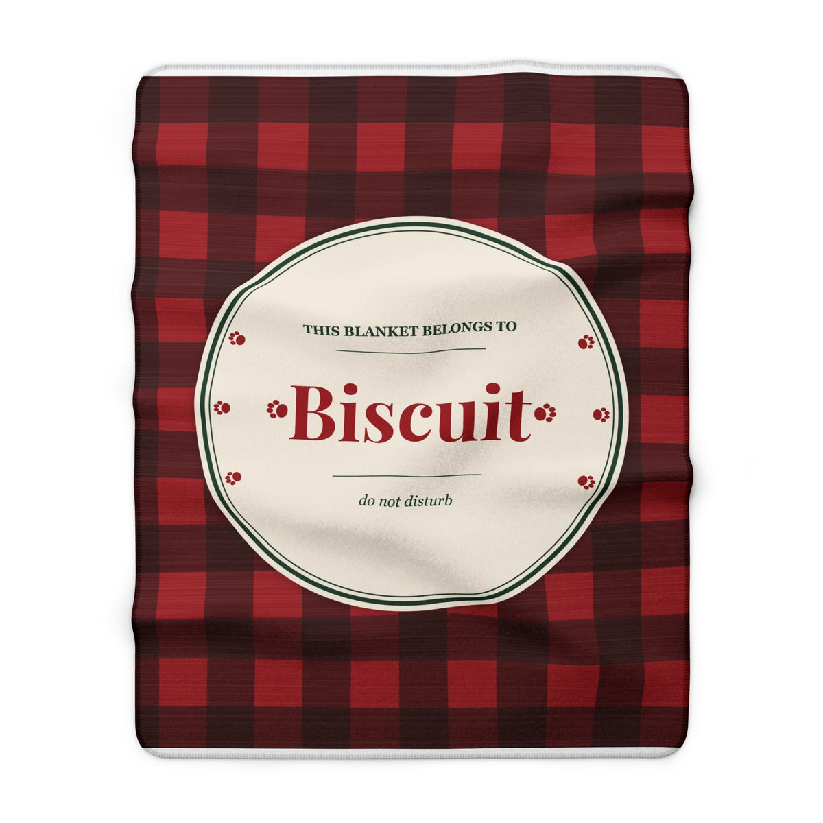 Personalized Dog Blanket with Name - Buffalo Plaid Sherpa Fleece