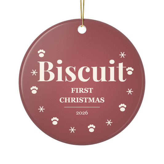 Personalized Pet's First Christmas Ornament 2026 - Custom Dog or Cat Name Keepsake