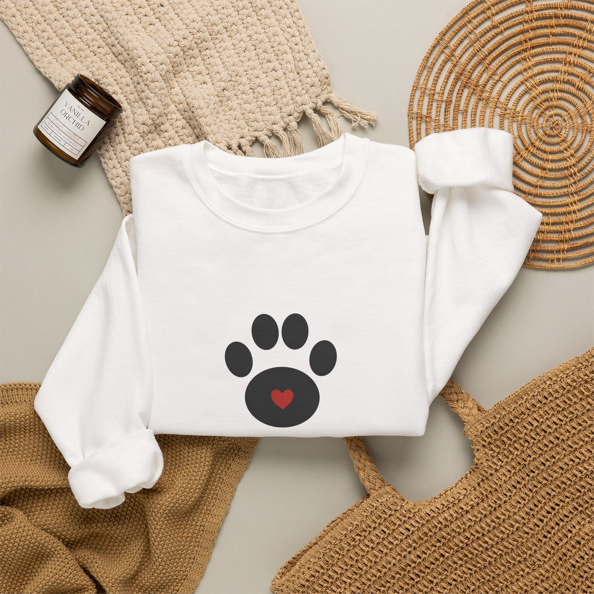 Personalized Dog Mom Sweatshirt with Pet Name - Paw Print Crewneck