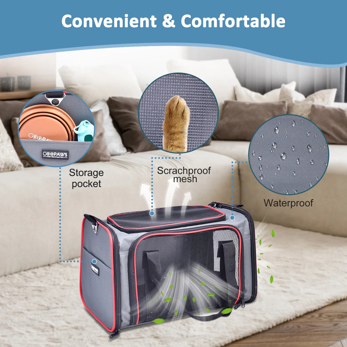 GOOPAWS Soft-Sided Pet Carrier for Small Dogs and Cats