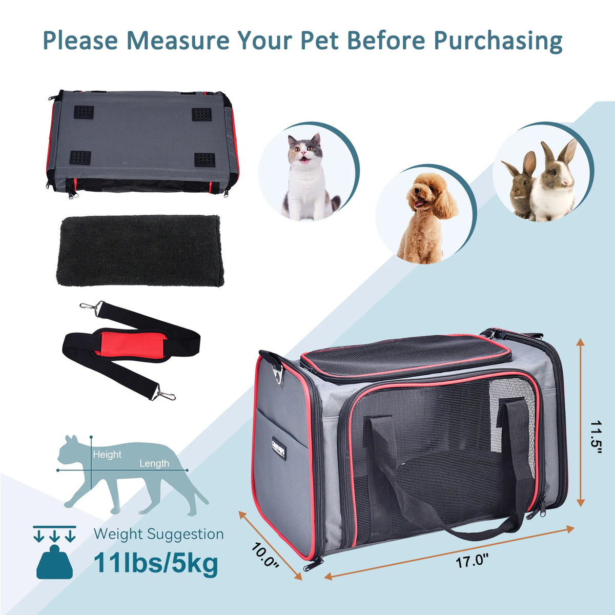 GOOPAWS Soft-Sided Pet Carrier for Small Dogs and Cats