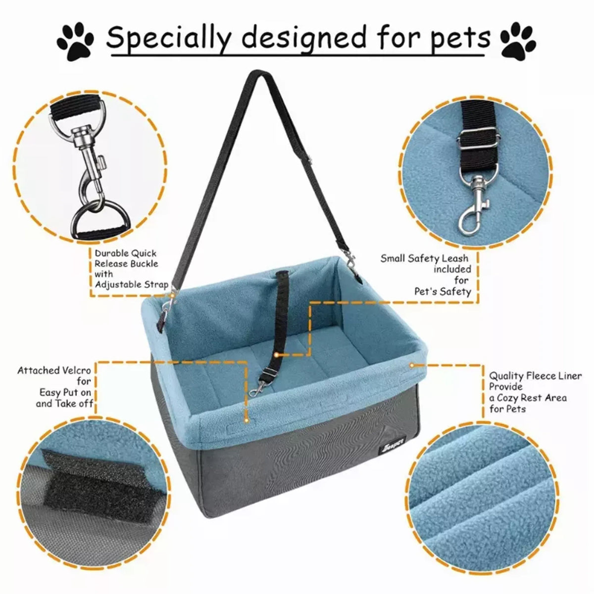 GOOPAWS Dog Car Booster Seat with Safety Leash