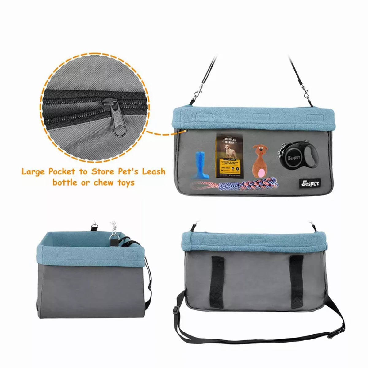 GOOPAWS Dog Car Booster Seat with Safety Leash