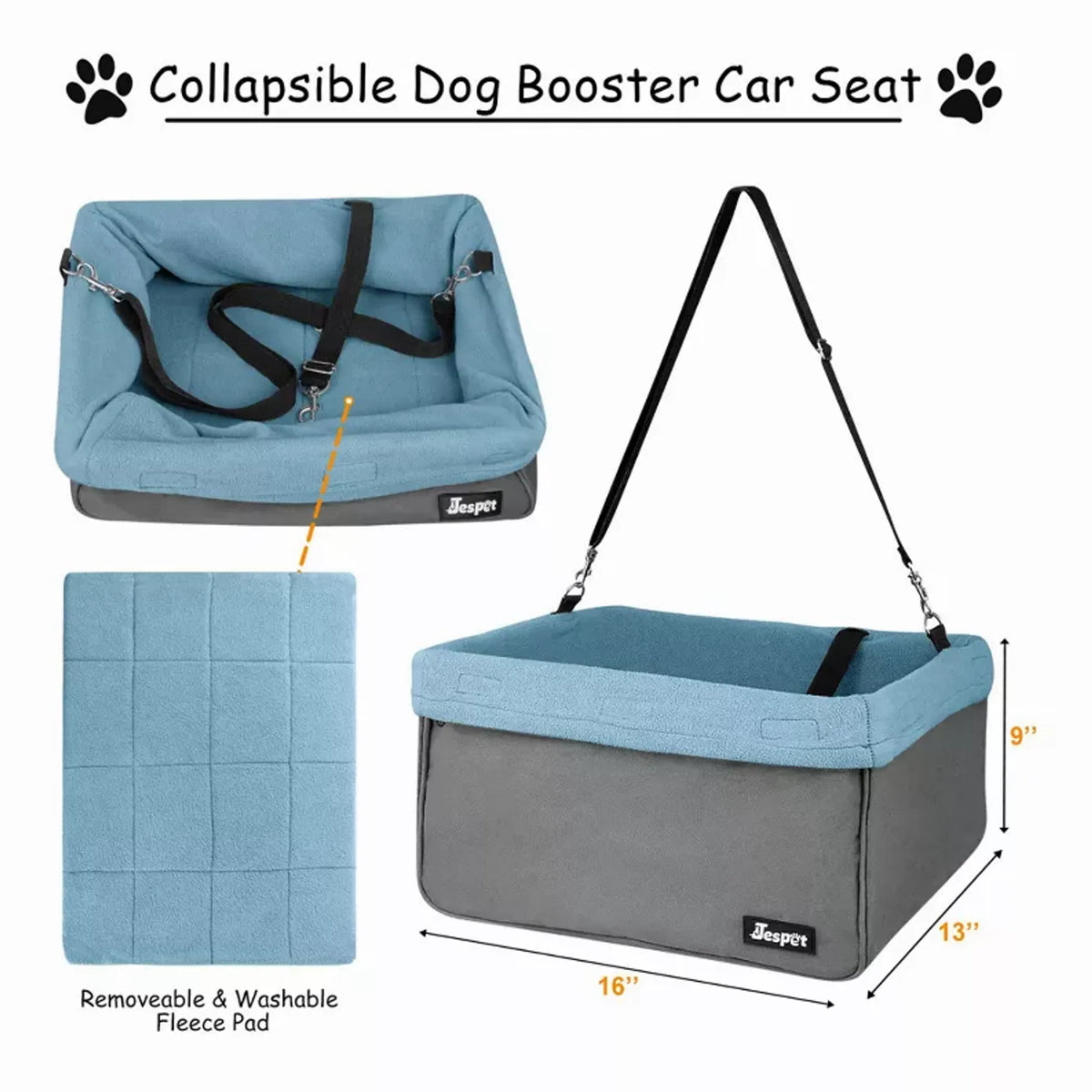 GOOPAWS Dog Car Booster Seat with Safety Leash