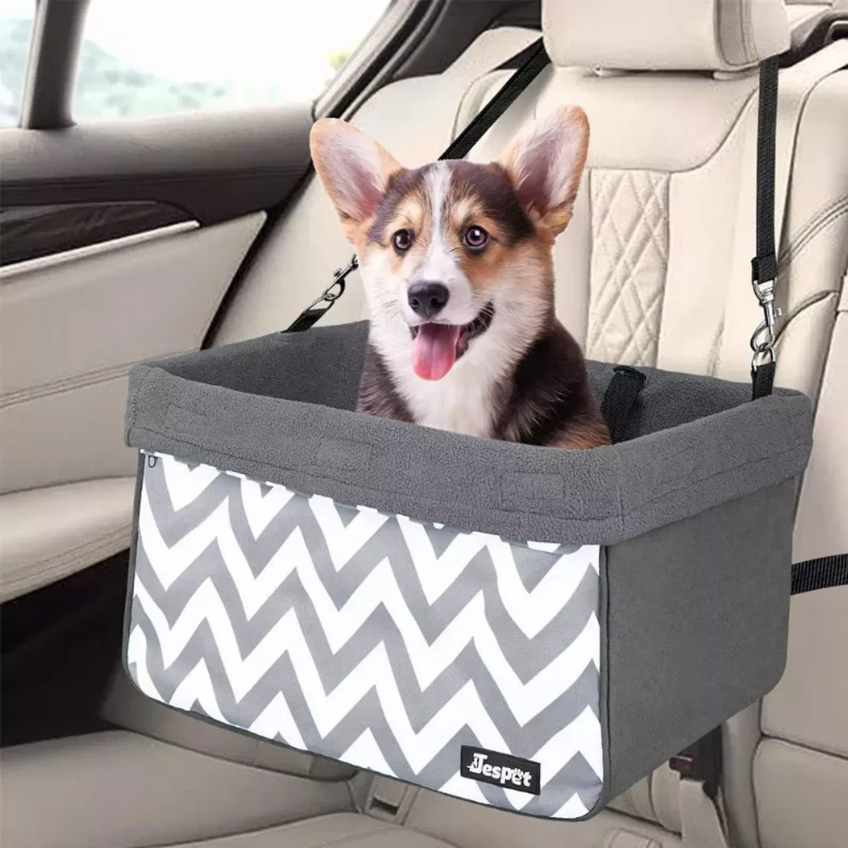 GOOPAWS Dog Car Booster Seat with Safety Leash