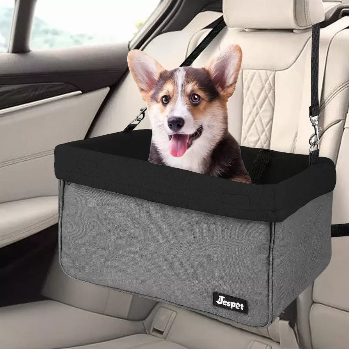 GOOPAWS Dog Car Booster Seat with Safety Leash
