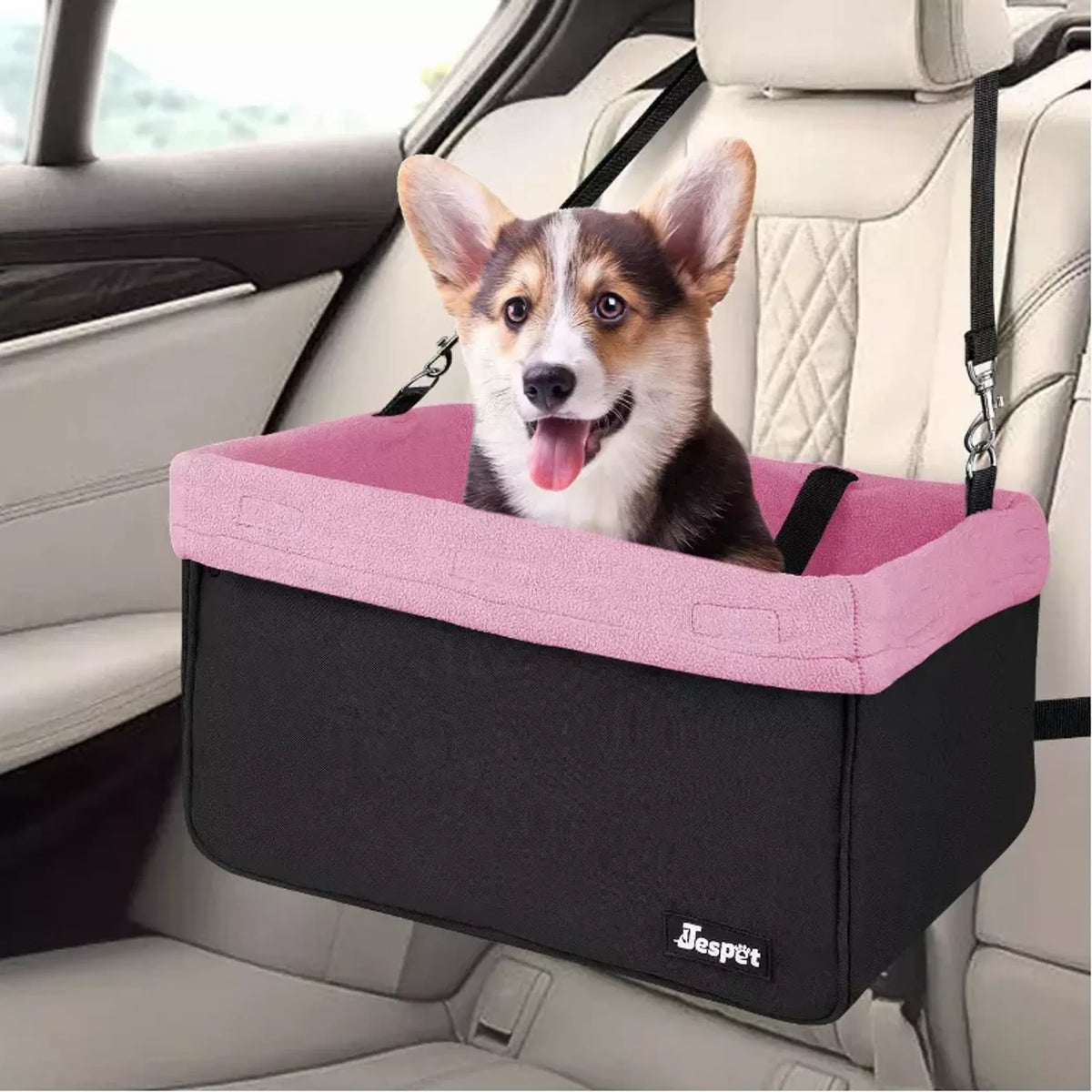 GOOPAWS Dog Car Booster Seat with Safety Leash