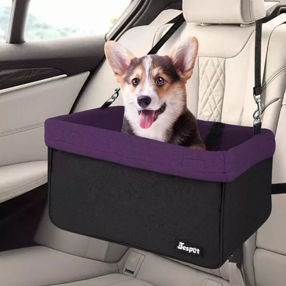 GOOPAWS Dog Car Booster Seat with Safety Leash