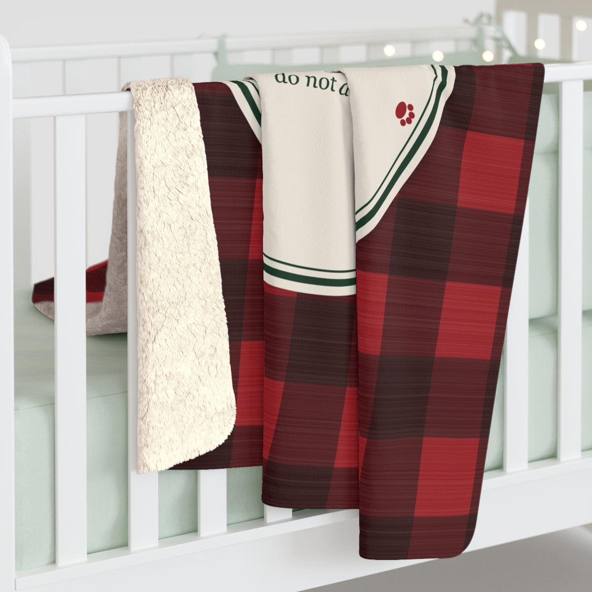 Personalized Dog Blanket with Name - Buffalo Plaid Sherpa Fleece