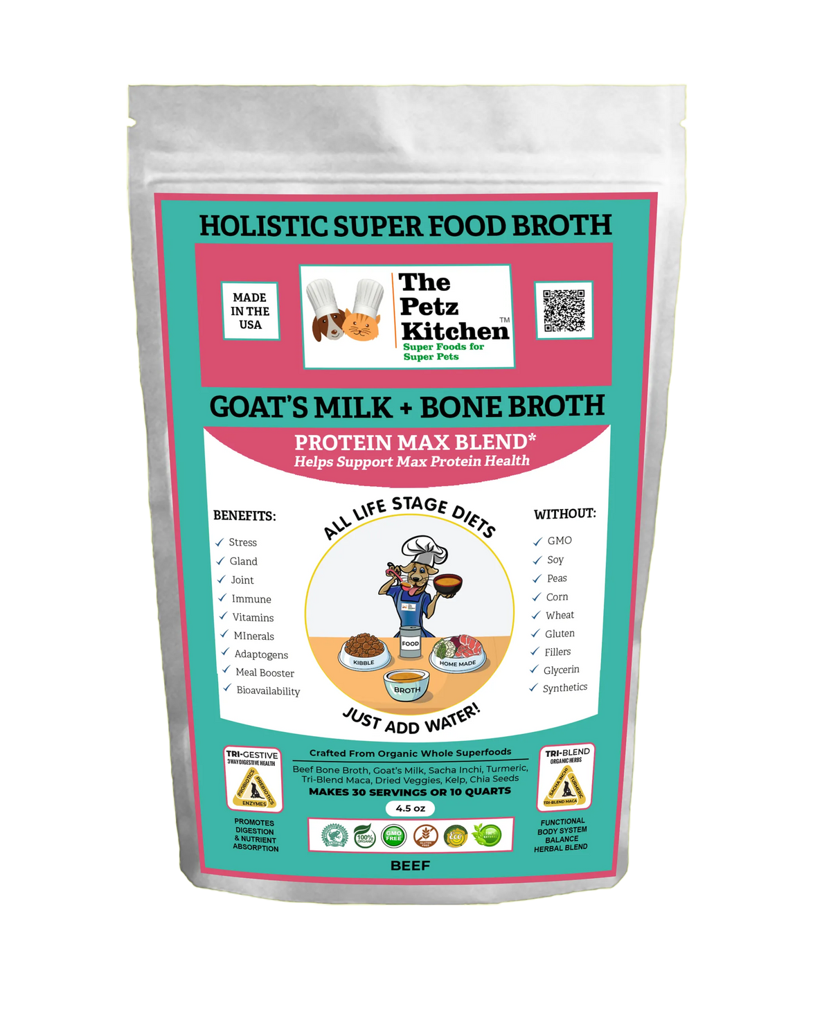 Goat's Milk + Bone Broth Protein Blend for Dogs & Cats, 30 Servings