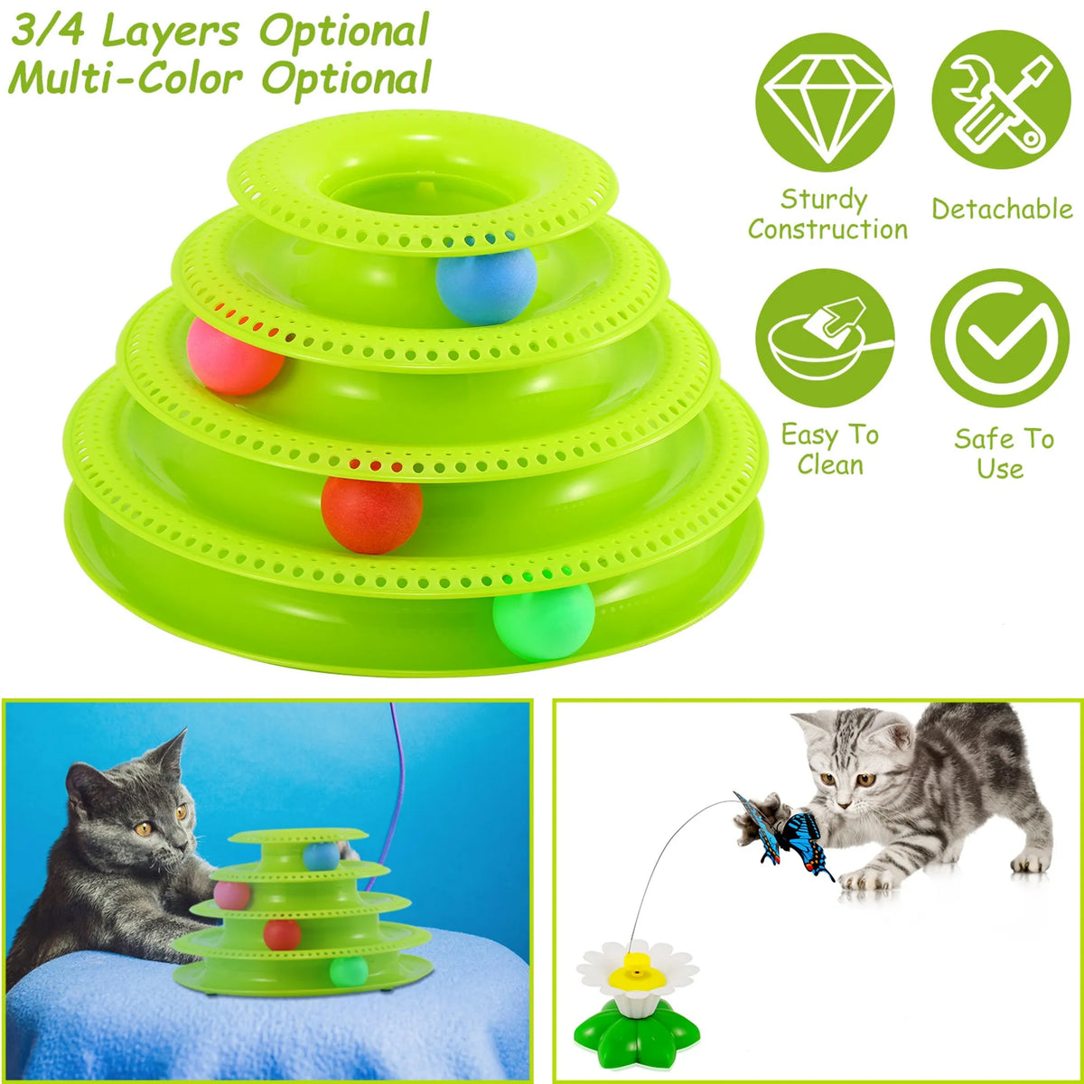 4-Level Ball Track Tower Cat Toy
