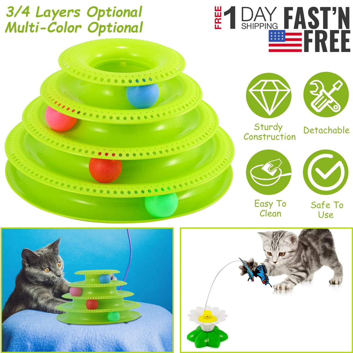 4-Level Ball Track Tower Cat Toy