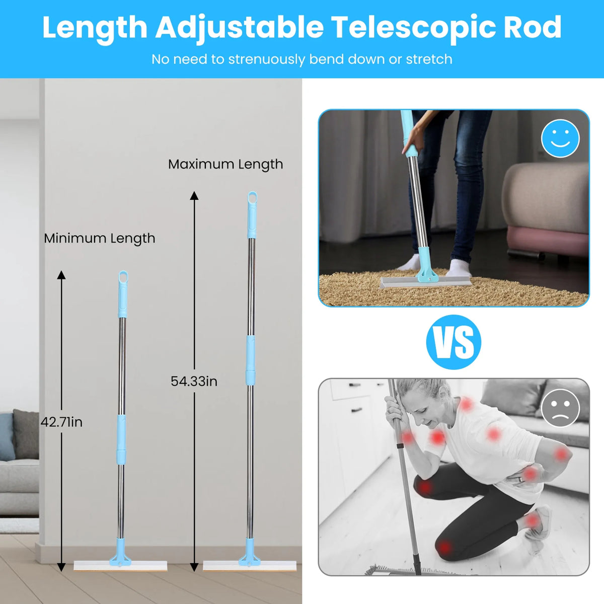 Pet Hair Removal Rake for Carpet and Furniture