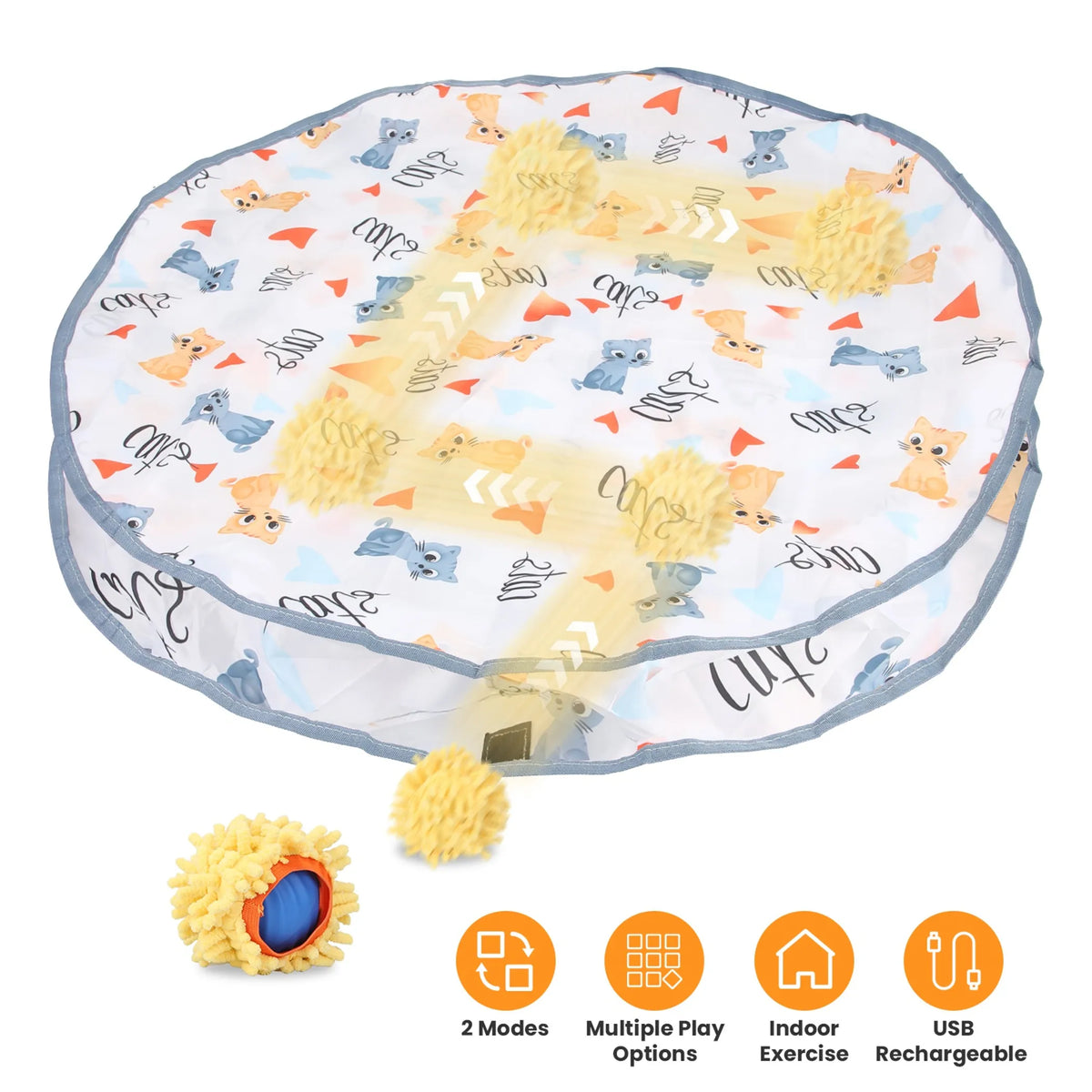 Rechargeable Rolling Ball Cat Toy with Pouch