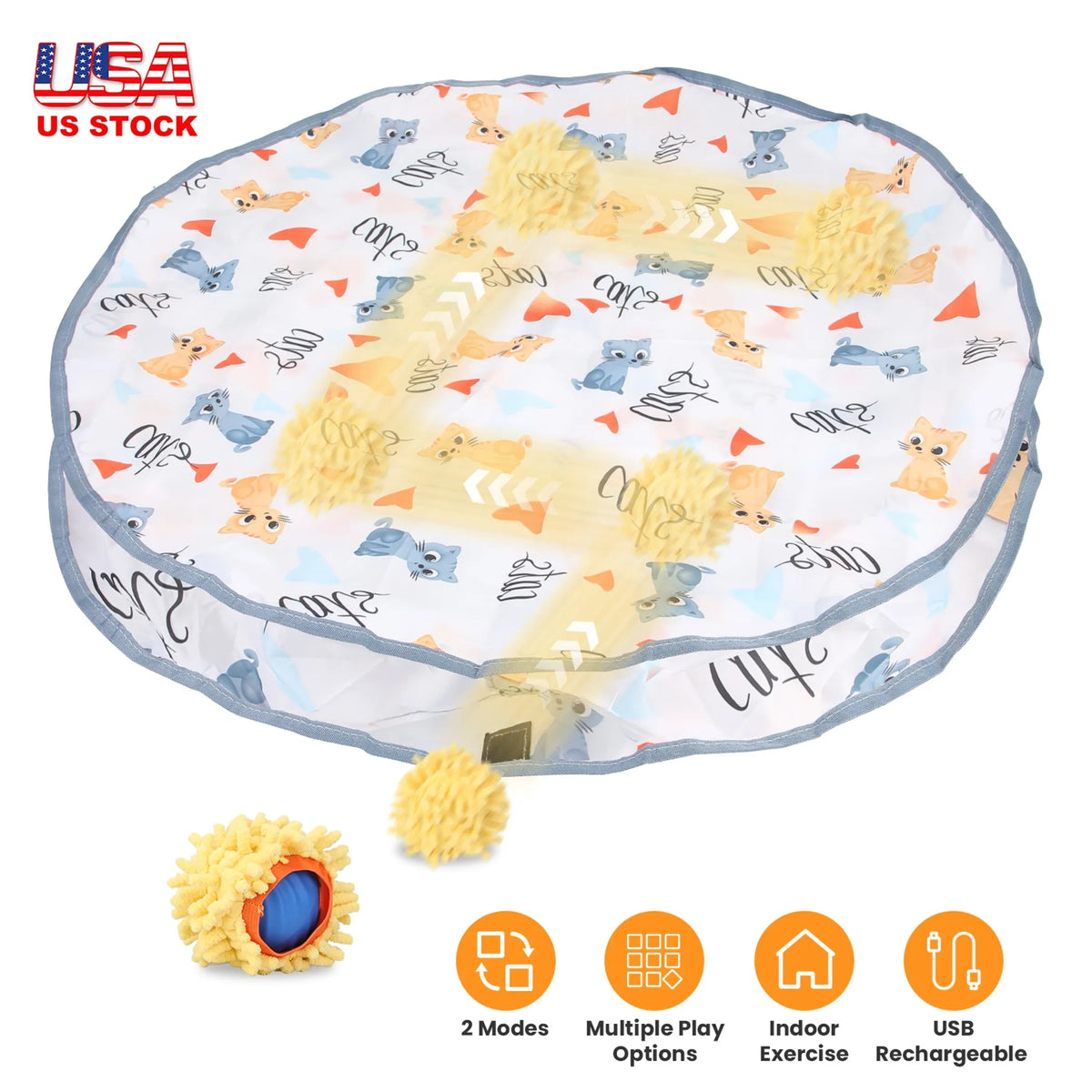 Rechargeable Rolling Ball Cat Toy with Pouch