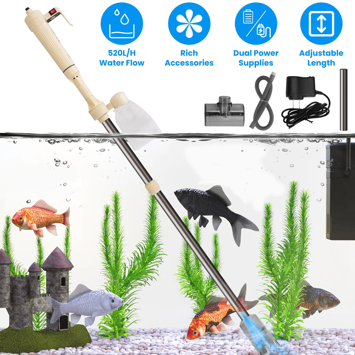 Electric Aquarium Gravel Cleaner and Water Change Kit