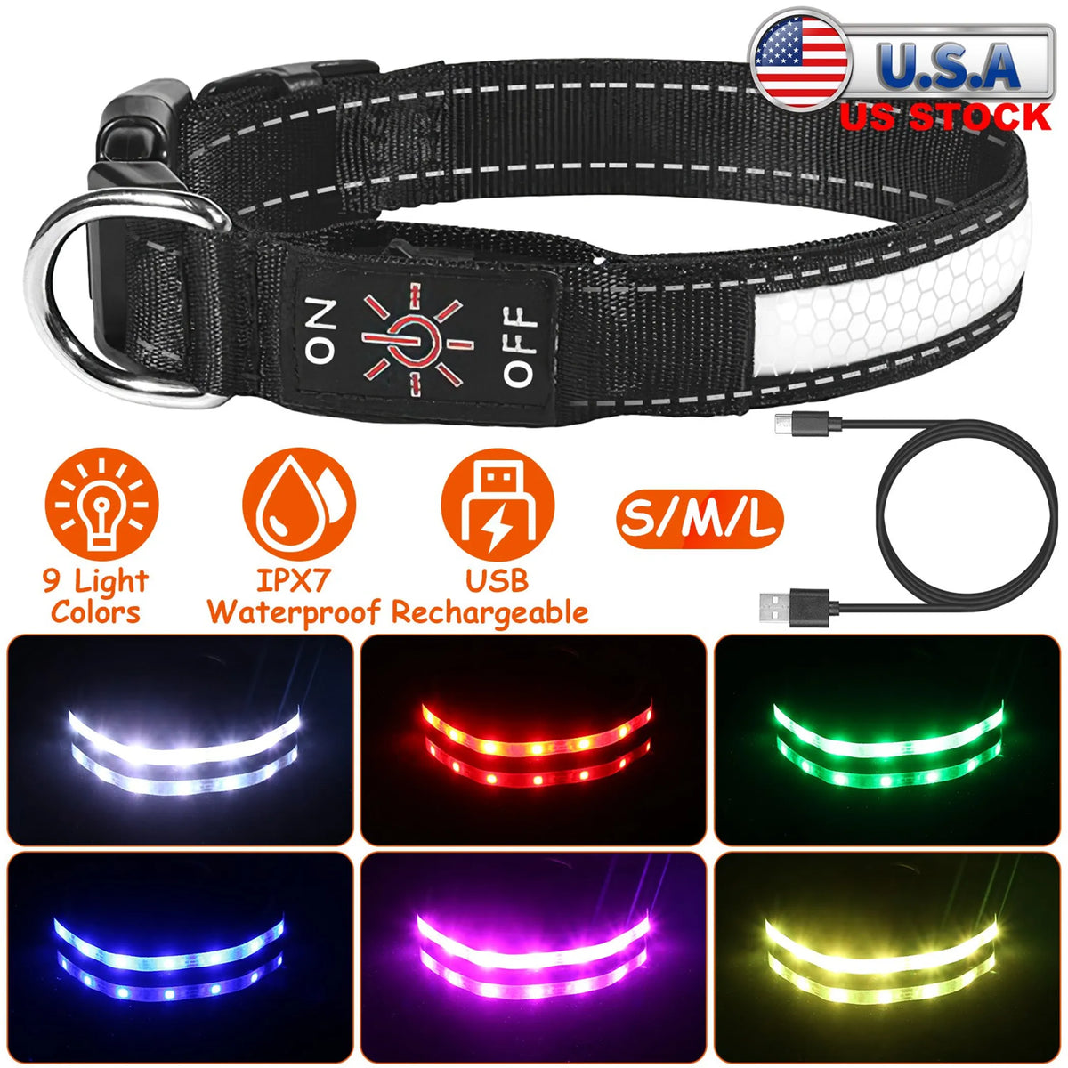 Light-Up LED Dog Collar for Night Walks