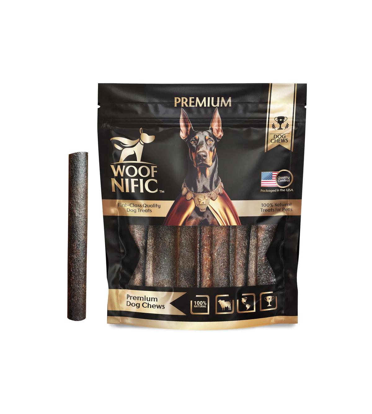 Woof Nific Collagen Chew Sticks for Dogs, Single-Ingredient Beef Skin