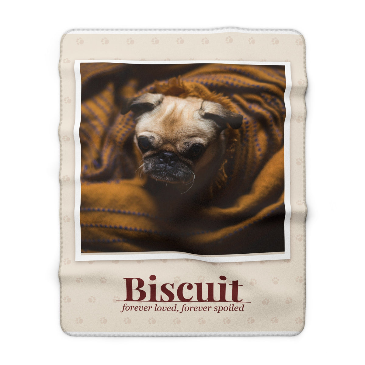 Custom Pet Photo Blanket with Name - Your Dog or Cat on Sherpa Fleece