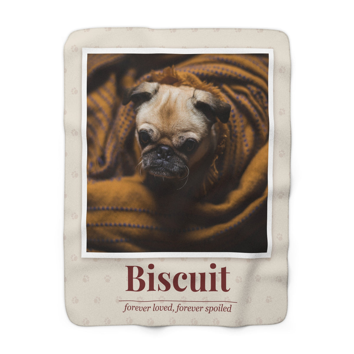 Custom Pet Photo Blanket with Name - Your Dog or Cat on Sherpa Fleece