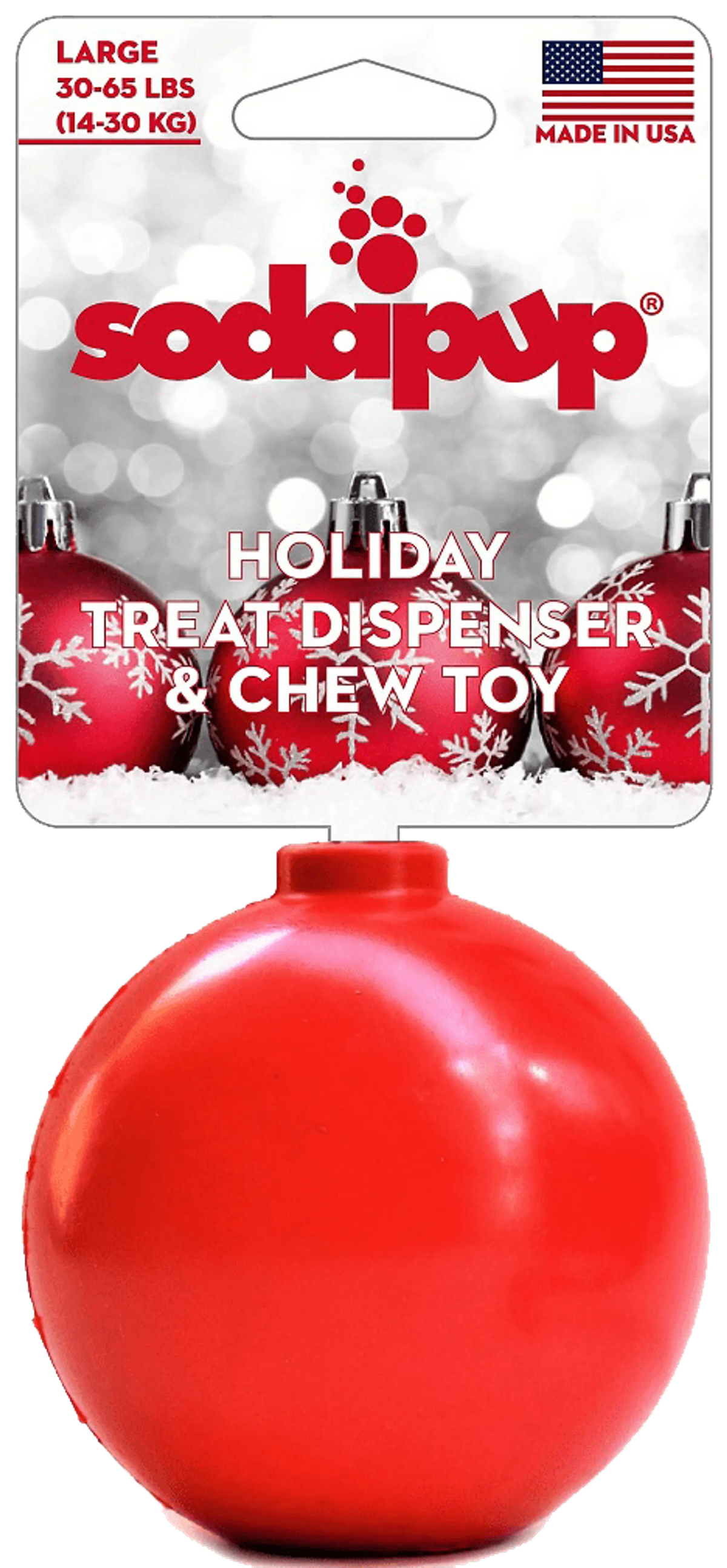 SodaPup Christmas Ornament Treat Dispenser Toy, Durable Rubber