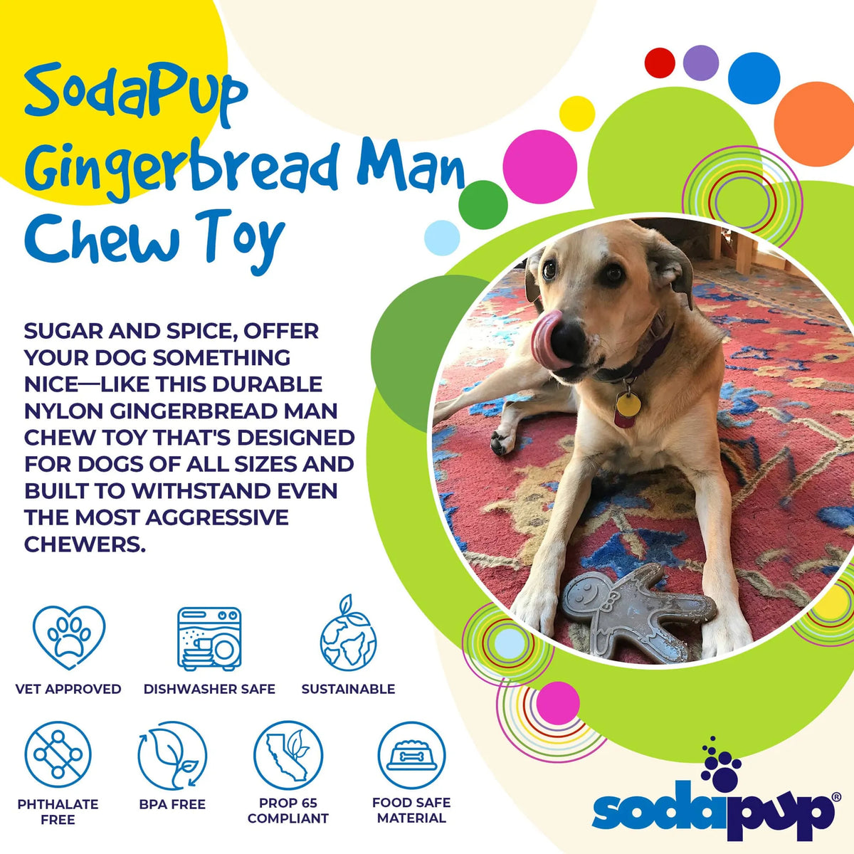 SodaPup Gingerbread Man Nylon Chew Toy for Power Chewers