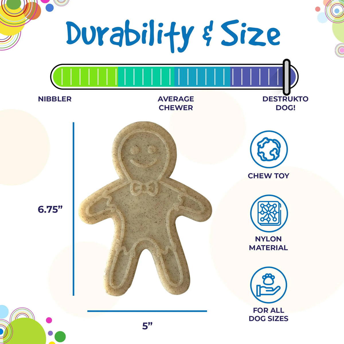 SodaPup Gingerbread Man Nylon Chew Toy for Power Chewers