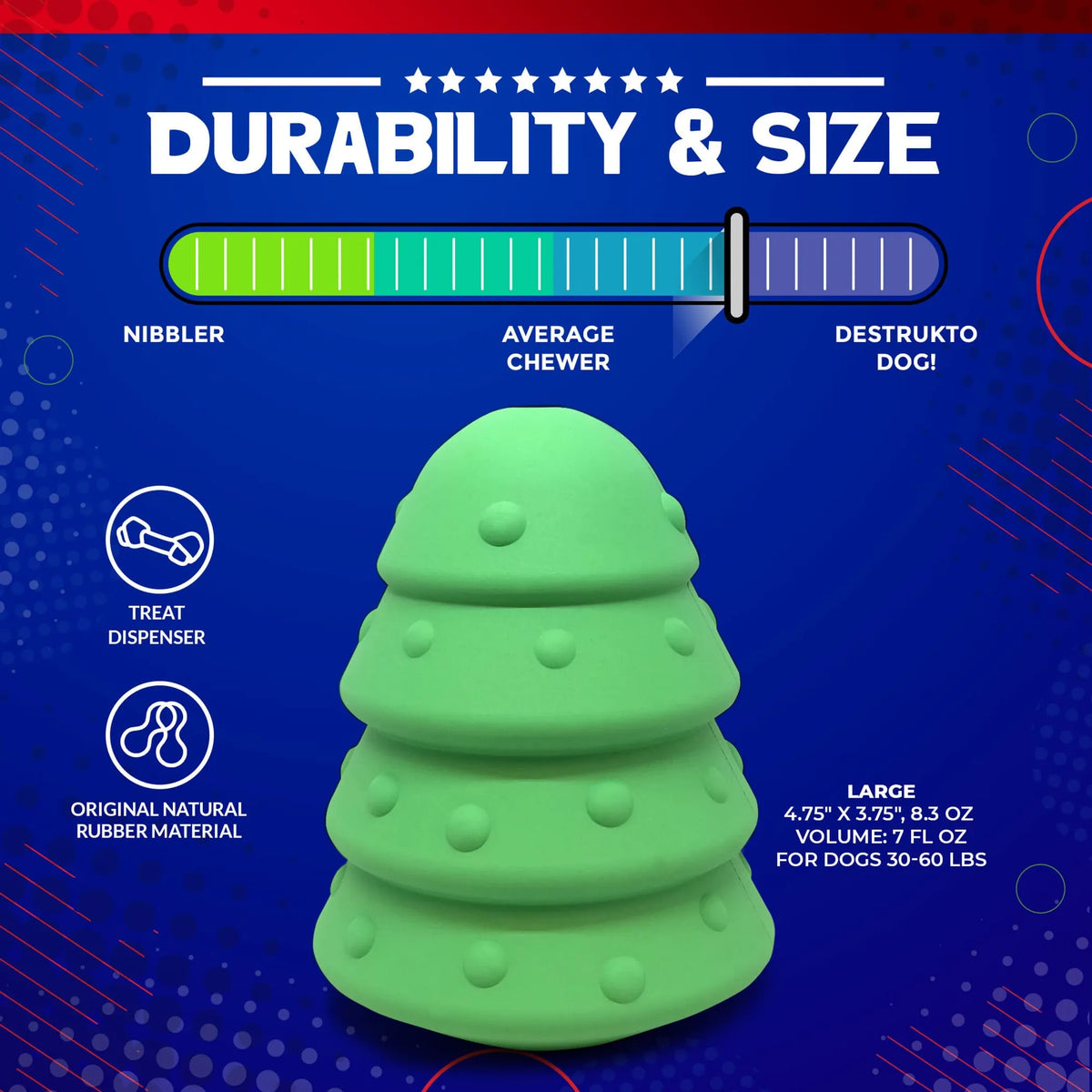 SodaPup Christmas Tree Chew Toy, Durable Rubber