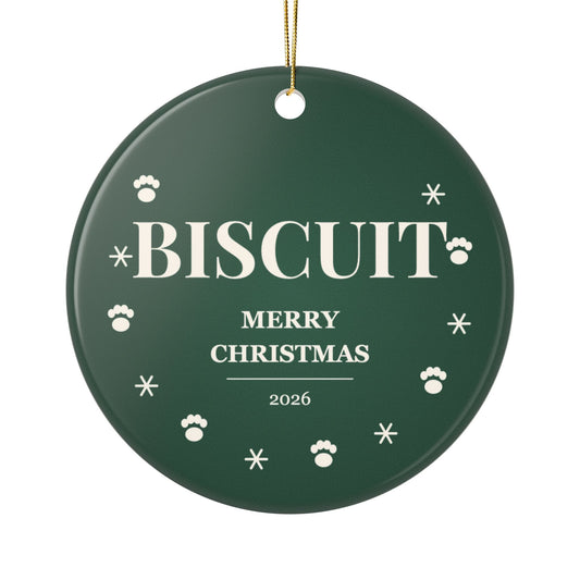 Personalized Pet Christmas Ornament 2026 - Custom Dog or Cat Name Keepsake, Green