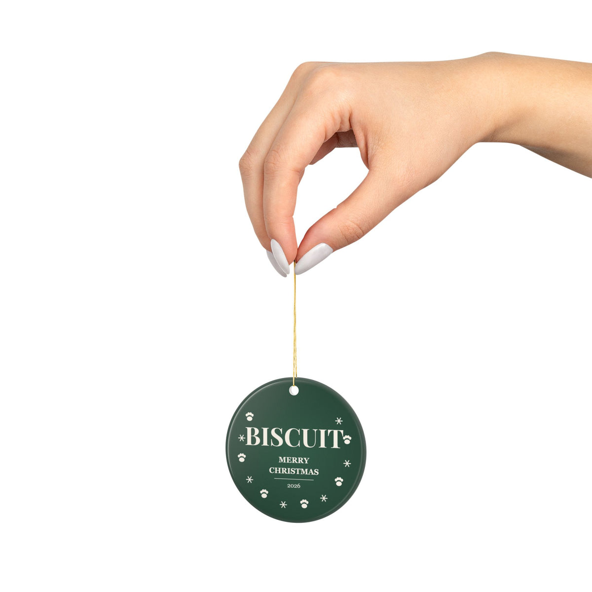 Personalized Pet Christmas Ornament 2026 - Custom Dog or Cat Name Keepsake, Green