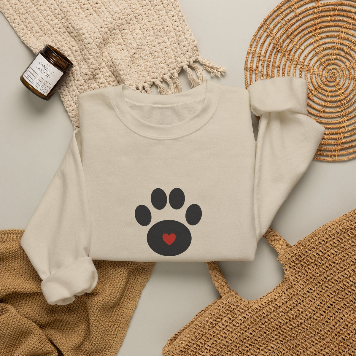 Personalized Dog Mom Sweatshirt with Pet Name - Paw Print Crewneck